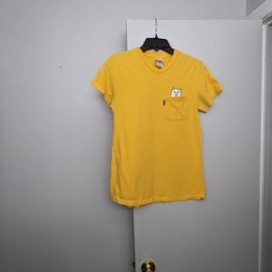 Rip n Dip Yellow Shirt With Cat in Pocket Size Women's Medium